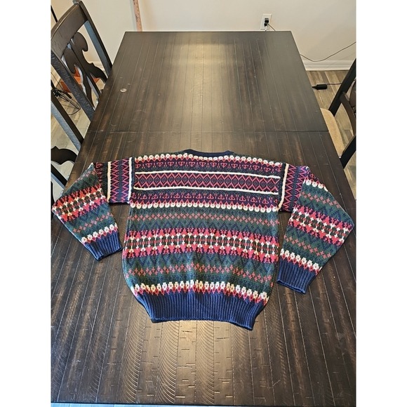 Gfc Mens Multicolor Vtg Ski Acrylic Knit Sweater Pullover Winter Size Medium - Picture 7 of 9